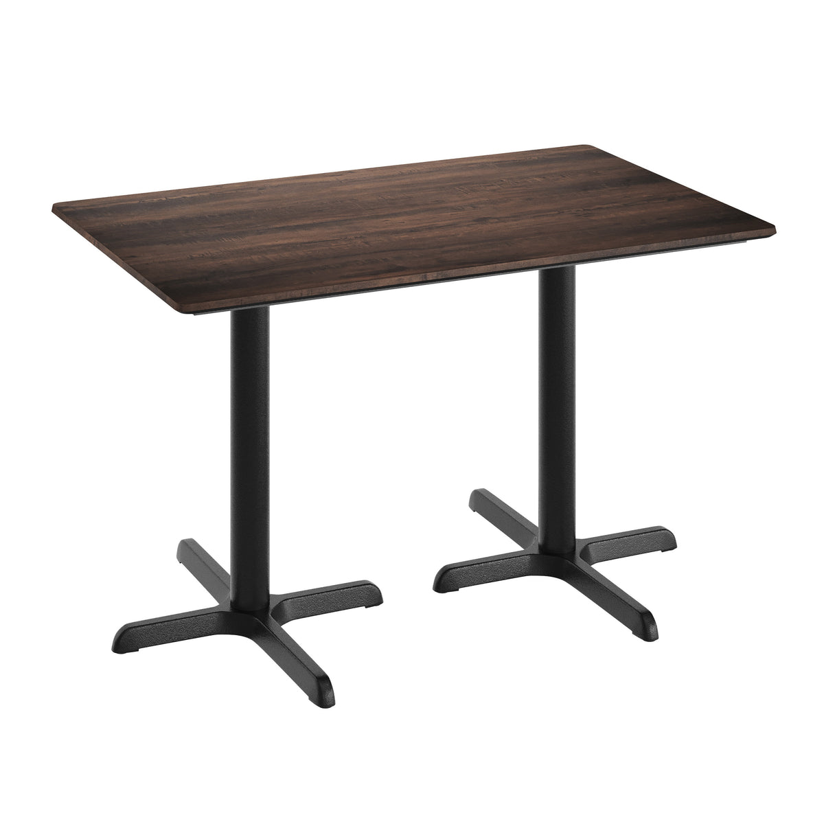 Dark Brown/Black Base |#| Commercial 48x30 Dark Brown HPL Tabletop with Black Table Height X Base