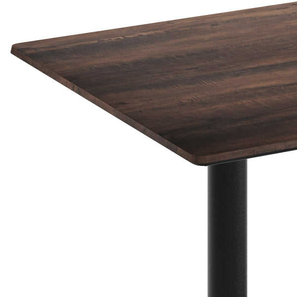 Dark Brown/Black Base |#| Commercial 48x30 Dark Brown HPL Tabletop with Black Table Height X Base