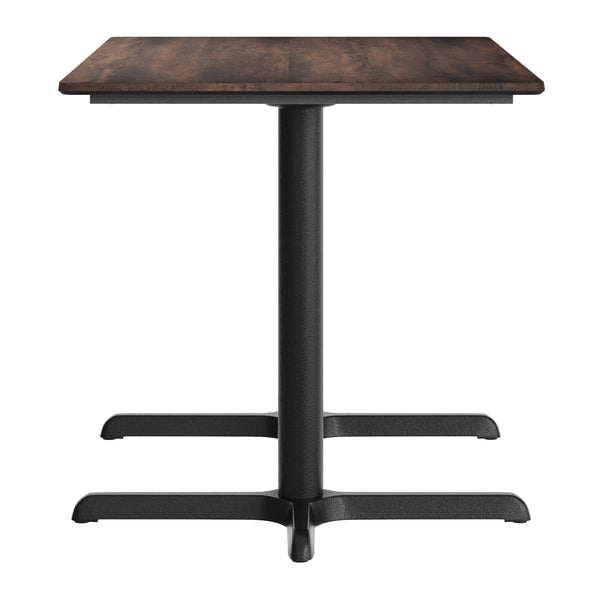 Dark Brown/Black Base |#| Commercial 48x30 Dark Brown HPL Tabletop with Black Table Height X Base