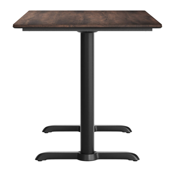 Dark Brown/Black Base |#| Commercial 48x30 Dark Brown HPL Tabletop-Black Table T-Bases
