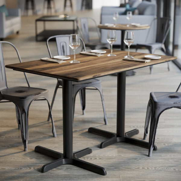 Natural/Black Base |#| Commercial 48x30 Natural HPL Tabletop with Black Table Height X Base