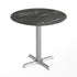 Black Faux Marble/Silver Base |#| Commercial All-Weather 31.25" Black Faux Marble HPL Tabletop with Silver X Base
