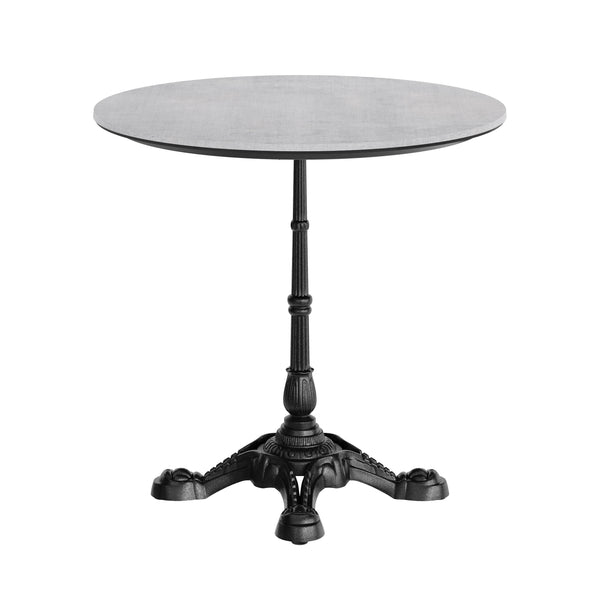 Gray Faux Concrete/Black Base |#| Commercial All-Weather 31.25" White Faux Concrete HPL Tabletop-Black Bistro Base