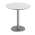 White Faux Marble/Silver Base |#| Commercial All-Weather 31.5" White Faux Marble HPL Tabletop with Silver RD Base