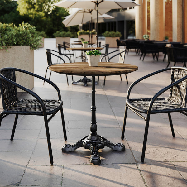 Natural/Black Base |#| Commercial All-Weather 31.25" Natural HPL Tabletop-Black Bistro Base
