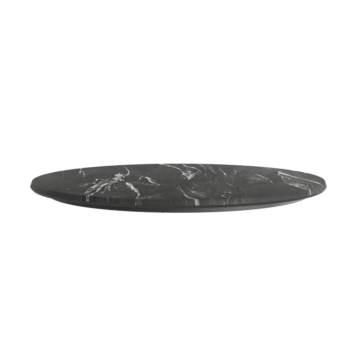 Black Faux Marble |#| Commercial 31.25" Round HPL Wrapped All-Weather Tabletop in Black Faux Marble