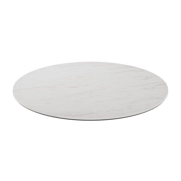 White Faux Marble |#| Commercial 31.5" RD HPL Wrapped Scratch and Stain Resistant Tabletop-Faux Marble