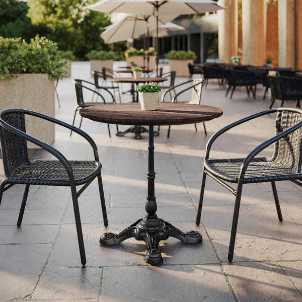 Dark Brown |#| Commercial 31.5" RD HPL Wrapped Scratch, Stain Resistant Tabletop-Faux Concrete