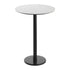 White Faux Marble/Black Base |#| Commercial 31.25" White Faux Marble HPL Tabletop with Black Bar Height RD Base