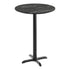 Black Faux Marble/Black Base |#| Commercial 31.25" Black Faux Marble HPL Tabletop with Black Bar Height X Base