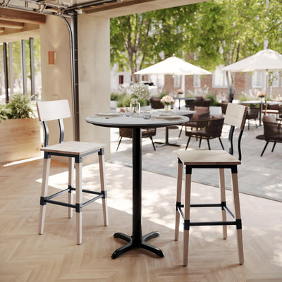 31.5" Round Commercial Seamless Surface Tabletop with Bar Height Crisscross Base - View 2