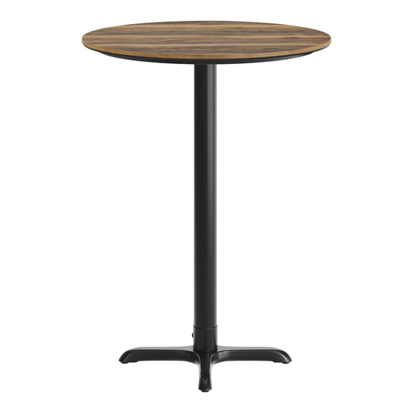 Natural/Black Base |#| Commercial 31.25" Natural HPL Tabletop with Black Bar Height X Base
