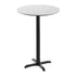 White Faux Marble/Black Base |#| Commercial 31.25" White Faux Marble HPL Tabletop with Black Bar Height X Base