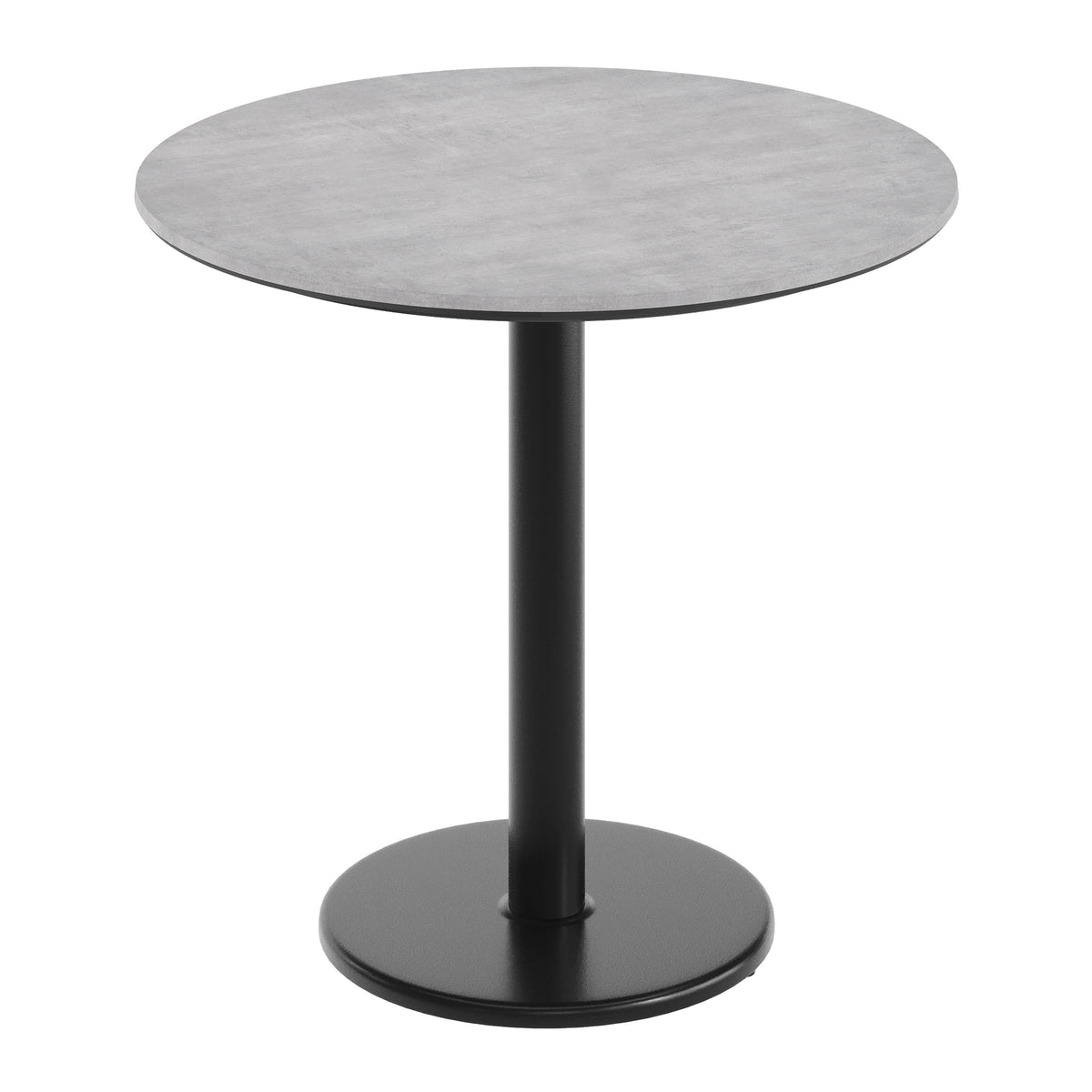 Gray Faux Concrete/Black Base |#| Commercial 31.25" Gray Faux Concrete HPL Tabletop - Black Table Height RD Base