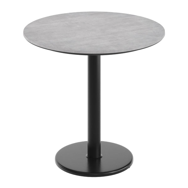 Gray Faux Concrete/Black Base |#| Commercial 31.25" Gray Faux Concrete HPL Tabletop - Black Table Height RD Base