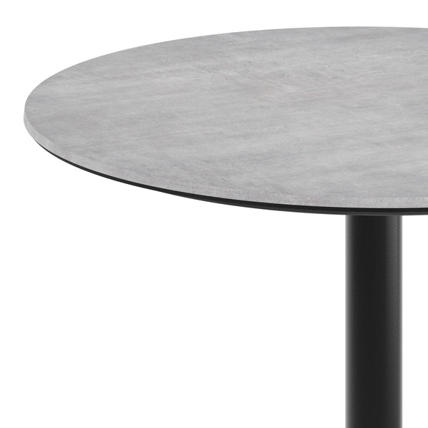 Gray Faux Concrete/Black Base |#| Commercial 31.25" Gray Faux Concrete HPL Tabletop - Black Table Height RD Base