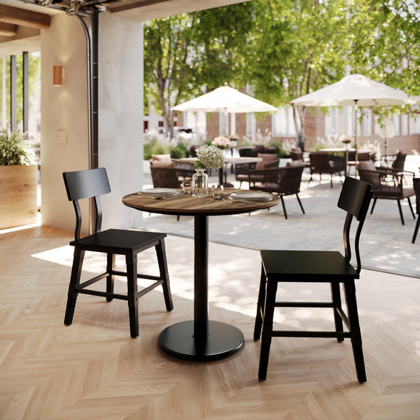 Natural/Black Base |#| Commercial 31.25" Natural HPL Tabletop with Black Table Height RD Base