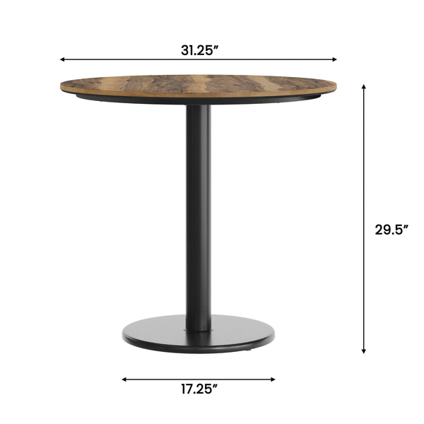 Natural/Black Base |#| Commercial 31.25" Natural HPL Tabletop with Black Table Height RD Base
