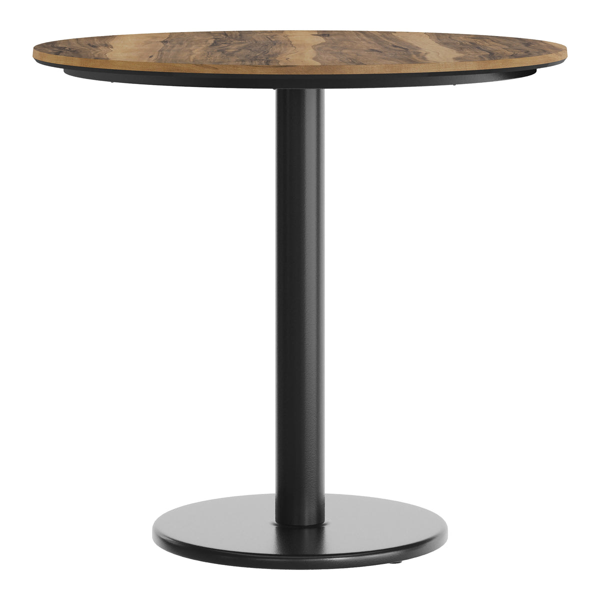 Natural/Black Base |#| Commercial 31.25" Natural HPL Tabletop with Black Table Height RD Base