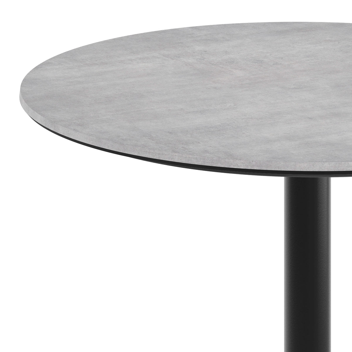 Gray Faux Concrete/Black Base |#| Commercial 31.25" Gray Faux Concrete HPL Tabletop - Black Table Height X Base
