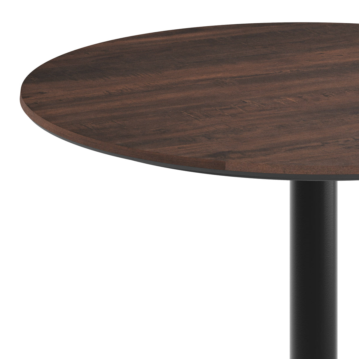 Dark Brown/Black Base |#| Commercial 31.25" Dark Brown HPL Tabletop with Black Table Height X Base