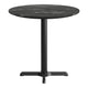 Black Faux Marble/Black Base |#| Commercial 31.25" Black Faux Marble HPL Tabletop with Black Table Height X Base