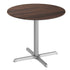 Dark Brown/Silver Base |#| Commercial All-Weather 36" Round Dark Brown HPL Tabletop-Silver X Base