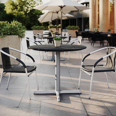36" Round Commercial All-Weather Seamless Surface Tabletop with Crisscross Base - View 2
