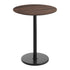 Dark Brown/Black Base |#| Commercial 36" RD Dark Brown HPL Tabletop with Black Bar Height RD Base