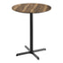 Natural/Black Base |#| Commercial 36" Natural HPL Tabletop with Black Bar Height X Base