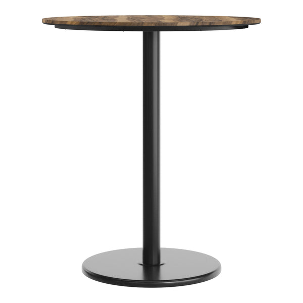 Natural/Black Base |#| Commercial 36" RD Natural HPL Tabletop with Black Bar Height RD Base