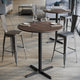 Dark Brown/Black Base |#| Commercial 31.5" Dark Brown HPL Tabletop with Black Bar Height X Base