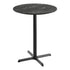 Black Faux Marble/Black Base |#| Commercial 36" Black Faux Marble HPL Tabletop - Black Bar Height X Base