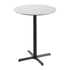 White Faux Marble/Black Base |#| Commercial 31.5" White Faux Marble HPL Tabletop - Black Bar Height X Base