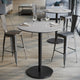 Gray Faux Concrete/Black Base |#| Commercial 36" RD Gray Faux Concrete HPL Tabletop with Black Bar Height RD Base