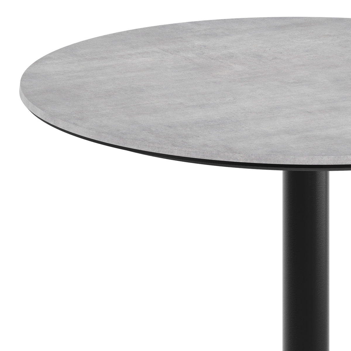 Gray Faux Concrete/Black Base |#| Commercial 36" RD Gray Faux Concrete HPL Tabletop-Black Table Height RD Base