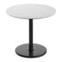 White Faux Marble/Black Base |#| Commercial 36" White Faux Marble HPL Tabletop with Black Table Height RD Base
