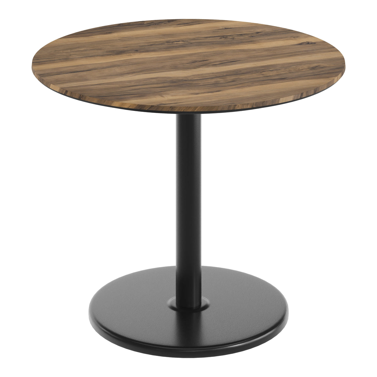 Natural/Black Base |#| Commercial 36" RD Natural HPL Tabletop with Black Table Height RD Base