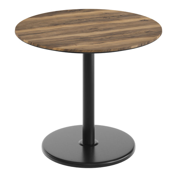 Natural/Black Base |#| Commercial 36" RD Natural HPL Tabletop with Black Table Height RD Base