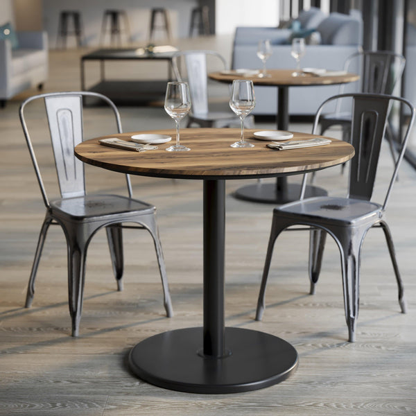 Natural/Black Base |#| Commercial 36" RD Natural HPL Tabletop with Black Table Height RD Base