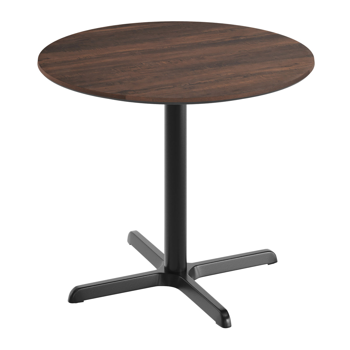 Dark Brown/Black Base |#| Commercial 31.5" Dark Brown HPL Tabletop with Black Table Height X Base