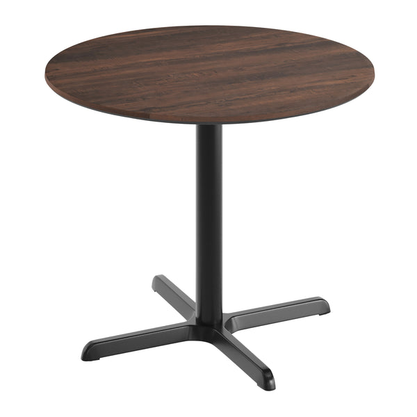 Dark Brown/Black Base |#| Commercial 31.5" Dark Brown HPL Tabletop with Black Table Height X Base