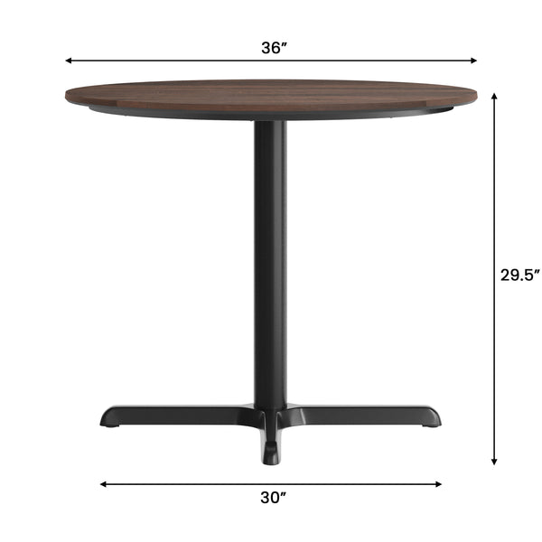 Dark Brown/Black Base |#| Commercial 31.5" Dark Brown HPL Tabletop with Black Table Height X Base