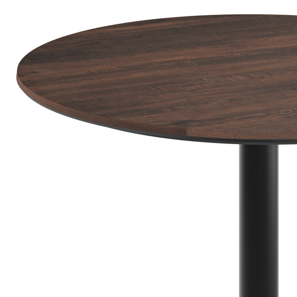 Dark Brown/Black Base |#| Commercial 31.5" Dark Brown HPL Tabletop with Black Table Height X Base