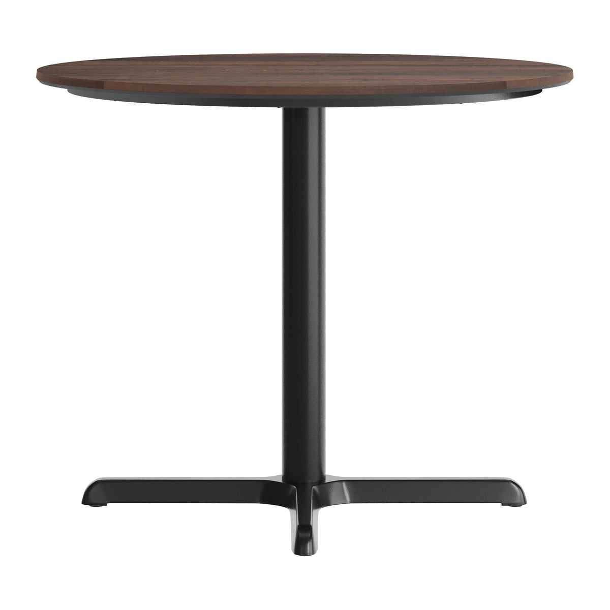 Dark Brown/Black Base |#| Commercial 31.5" Dark Brown HPL Tabletop with Black Table Height X Base