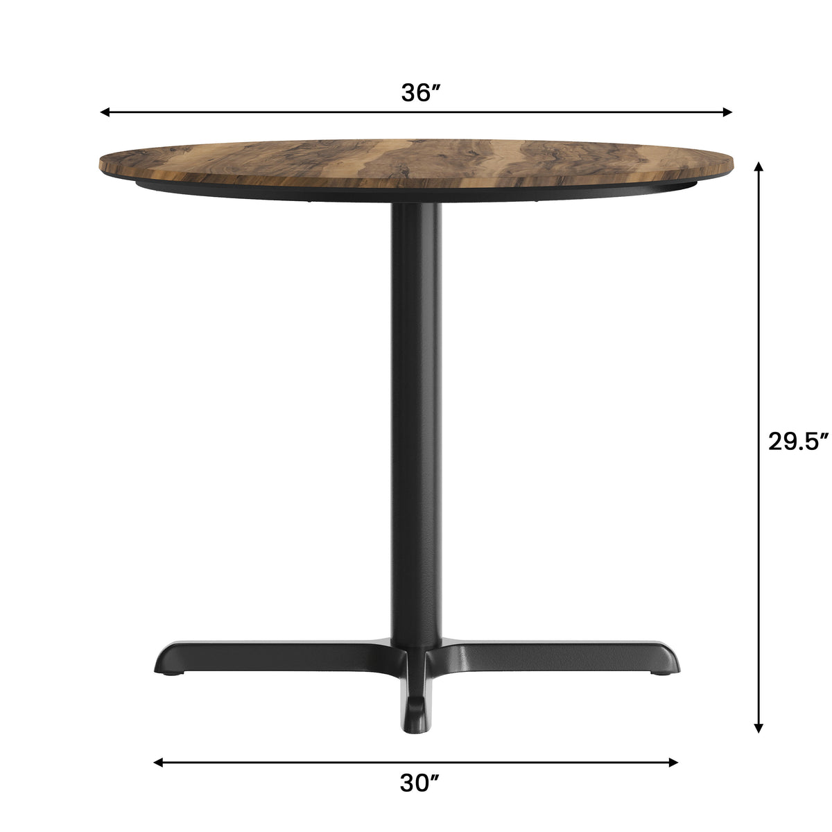Natural/Black Base |#| Commercial 36" Natural HPL Tabletop with Black Table Height X Base