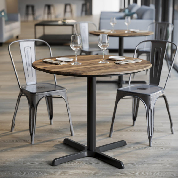 Natural/Black Base |#| Commercial 36" Natural HPL Tabletop with Black Table Height X Base