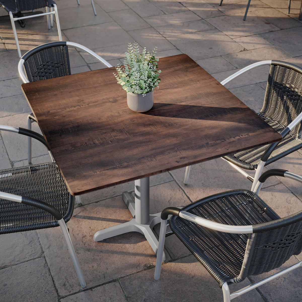 Dark Brown |#| Commercial 36" SQ HPL Wrapped Scratch and Stain Resistant Tabletop-Faux Concrete