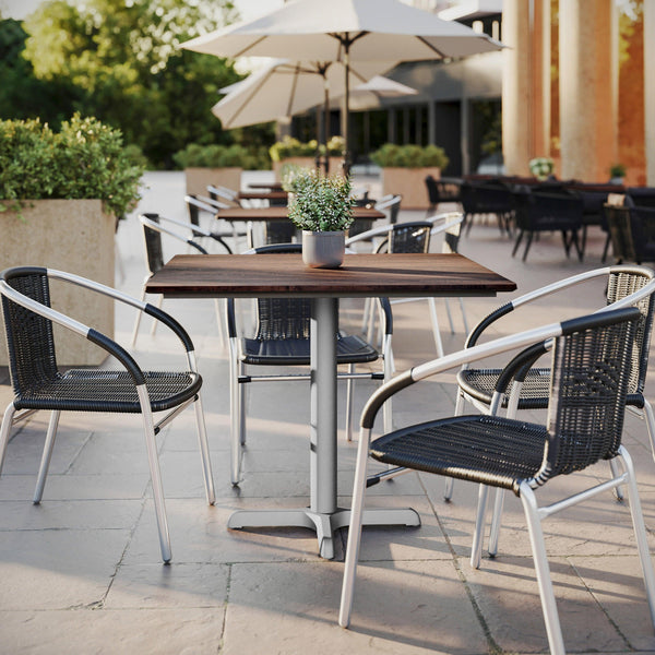 Dark Brown |#| Commercial 36" SQ HPL Wrapped Scratch and Stain Resistant Tabletop-Faux Concrete