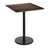 Dark Brown/Black Base |#| Commercial 36" SQ Dark Brown HPL Tabletop with Black Bar Height RD Base